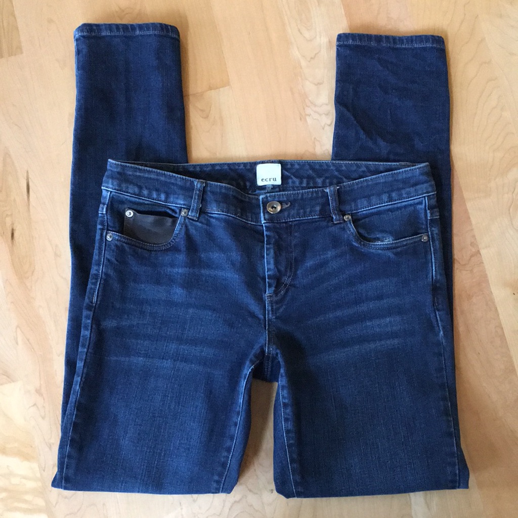 Ecru | Martin Skinny Jeans With Leather Pocket